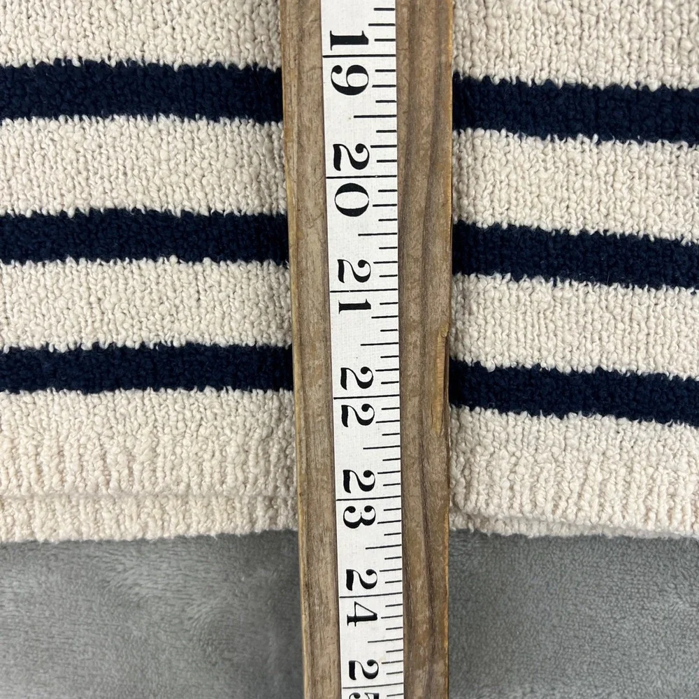 J.Crew Womens Small Ivory Navy Blue Striped Boucle Knit Turtleneck‎ Sweater